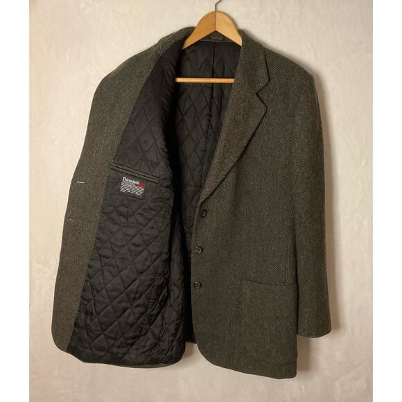 LL Bean Women's Vintage Herringbone Wool Thinsulate Quilted Lining Blazer Sz 16R - Picture 5 of 7